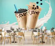 3D Pearl Tea G212 Bubble Tea Milk Tea Shop Wallpaper Wall Murals Self-adhesive