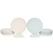 Everything Kitchens Modern Flat 8-Piece Dinner Plate Set | Soft Pink & Stone Gr