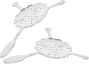 GRADENEVE 2pcs Filter Spoon Reusable Bar Spoon Triple Handle Ice Tea Stirrer Delicate Shell Shape for Experience