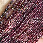 [Hamthuit] Faceted Stone Beads Natural Apatite Agate Jade Amethyst Tourmaline Round Spacer Beads for Jewelry Making DIY Bracelet natural garnet 2mm about 170pcs