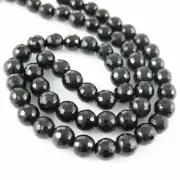 Black Onyx Faceted Round Beads - 6mm Gemstone Beads (Sold Per Strand)