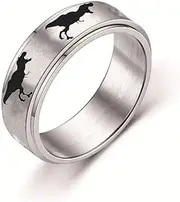 Dinosaur Fidget Rings for Women Men Stainless Steel Spinning Ring Stress Relief Jurassic Dinosaur Ring Anti Anxiety As Gift Chirsmas Birthday
