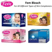 Dabur Fem Cream Creme Bleach Face Skin Whitening - Diamond Gold Saffron Oxylife