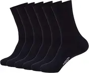 [Relaxife] Mens Classic Cotton Dress Socks Thin Lightweight for Office Business Non-binding Comfortable Casual Crew Socks Black 6 Pack