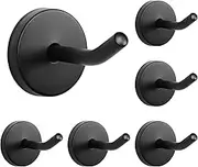 NearMoon Coat Hooks, Wall Hooks for Hanging Hat Hurse Robe, 304 Stainless Steel Heavy Duty Towel Hangers for Bathroom Livingroom Hotel Kitchen Garage, 6 Pack (2 Inch, Matte Black)