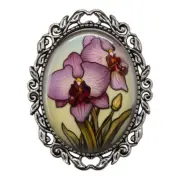 Orchids Flowers Blooms Garden Glass Top Scart Sweater Ladies Brooch Pin