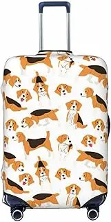 [CADREWY] Beagle Dog Print Travel Suitcase Cover Luggage Protector with Elastic Anti Scratch for Carry On, Black, Large