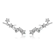 Sterling Silver Moon & Stars Hook Hypoallergenic Earrings