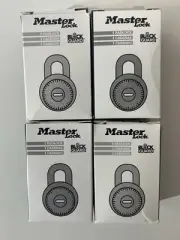 Lot of (4) Master Lock 1525 Preset Combination Padlock 1-7/8" Black Dial