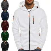 Men's Full Zip Hoodie Sweat Jacket Jacket Tactical Black White Wine Army Green Navy Blue Hooded Solid Color Zipper Casual Polyester Fleece Cool Casual Big and