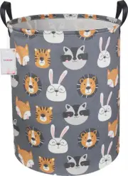 CLOCOR Kids Laundry Basket,Collapsible Fabric Storage Animal Heads