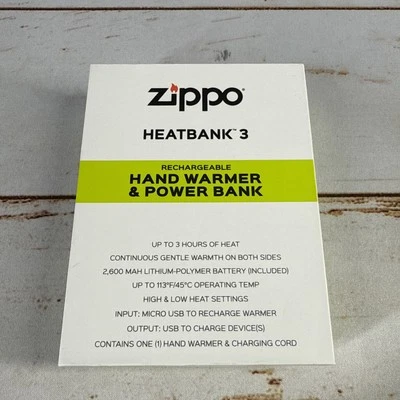 Zippo Black HeatBank 3 Rechargeable Hand Warmer