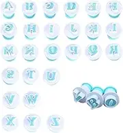 Fyvadio Cookie Stamp Impress, 26PCS Cookie Cutters Alphabet Letter, Fondant Alphabet Letters Cutters Cake Biscuit Mold Letter Shape DIY Cookie Biscuit Cake Tool Embosser Cutter (Capital Letters)