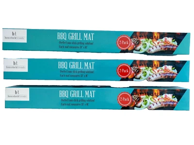 BBQ GRILL MATS 16"x13" THREE (3) TWO-PACKS, SIX (6) TOTAL, NEW BOX w/FREE SHIP!