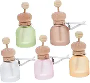 NULYLU 5pcs Frosted Glass Car Perfume Bottles Refillable Essential Oil Dispenser with Air Vent Clip Mini Decorative Travel Aromatherapy Holders for Car Fragrance Diffusion