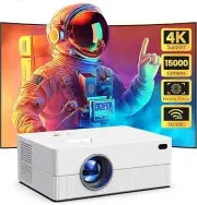 Mini Projector WiFi & Bluetooth, Native 1080P Portable Projector 15000 Lumens
