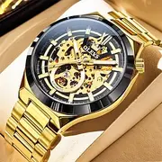 The New Olevs Brand Skeletonized Men'S Business Watch Waterproof Luminous Fashionable And Trendy Fully Automatic Mechanical Watch Casual Sports Men'S Wristwatc