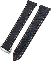 [KLVN] 19mm 20mm 21mm Canvas Leather Bottom Watchband For Omega Seamaster 300 Speedmaster AT150 Planet Ocean Nylon Watch Strap
