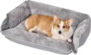 4-In-1 Transformable Dog Sofa Bed, Puppy and Pet Bed in 4 Shapes with Flannel Surface, Washable Dog Mattress with Pillow Cushion for Small Medium Large Pets, Grey