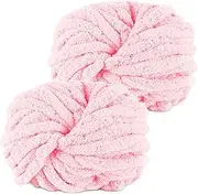 Hengrongshen Thick Wool Thick Yarn 2 Pieces 500 g, Chunky Yarn, Chunky Wool, Arm Knitting Wool for Crochet for Blanket, XXL Giant Wool, Perfect for Weaving Scarves, Hats, Pet Nest - Light Pink
