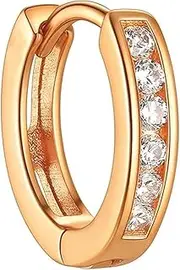 [VAMA] FASHIONS Rose Gold Plated White Stone Piercing Ring Nose Pin Pierced Hole Type Nosepin for Women & Girls, 1cm or 10mm, Metal, No Gemstone