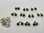 10 pair VTG Zims Green/Pearl Gold Dust Cat Eyes 9mm Plastic Amigurumi Craft Doll