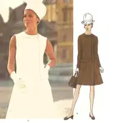 1960s Pattern, One Piece Vogue Dress, Semi-Fitted - Bust=34” (86.4cm)