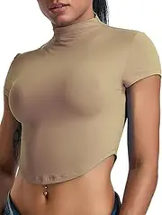 [KEOYA] Women's Workout Crop Tops Yoga Shirts Gym Short Sleeve Compression Tee Active Golf Shirts