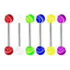 6X MARBLE Acrylic Ball Surgical Steel Bar Barbell Tongue Ring Nipple Piercing