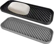 Silicone Sink Soap Dish Holder with Black and Gray Colors for Bathroom and Kitchen Use