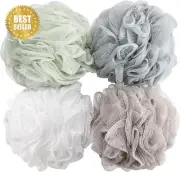 4 Bath Sponge Shower Loofahs (60G/Pcs) Mesh Pouf Bath Scrunchies Body Wash Puff
