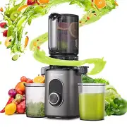 Cold Press Juicer, 4.35" Large Feed Chute Masticating Juicer Machines Juice E...