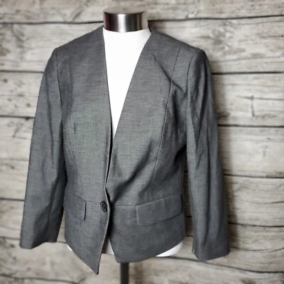 EXPRESS Stretch Gray Blazer Jacket Cropped Size 8 Suit Jacket Reg $128.00