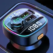 Bluetooth 5.0 Wireless Car FM Transmitter Adapter 2USB PD Charger AUX Hands-Free