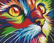 Cross Stitch Kits, Awesocrafts Colorful Cat Kitten Animals Cute Easy Patterns Cross Stitching Embroidery Kit Supplies Christmas, Stamped or Counted (Colorful Cat, Counted)