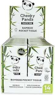The Cheeky Panda Bamboo Facial Tissue | 14 x Plastic Free Travel Tissue Packs| 140 Super Soft Pocket Tissues