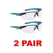 Bolle 40301 Tyron Safety Glasses Black/Blue Frame, Clear Lens (2 Pair)