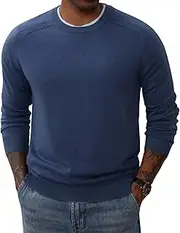 [PJ PAUL JONES] Men's Crewneck Sweaters Casual Crew Neck Sweatshirt Wool Blend Knit Pullovers