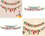 Christmas Banner Flag Xmas Santa Glitter Bunting Garland Xmas Party Felt Fabrics