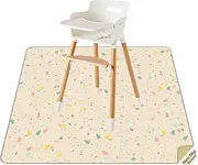 Splat Mat for Under High Chair/Arts/Crafts by CLCROBD, 51" Baby Anti-Slip Food Splash and Spill Mat for Eating Mess, Waterproof Floor Protector and Table Cloth (Beige)