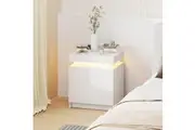 Advwin Bedside Table 2 Drawers With Lift Up Storage 51cm White
