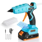 Full Size Cordless Glue Gun, GoGonova 20V Temp Adjust LCD Digital Display Fas...