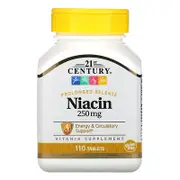 21st Century, Niacin, Prolonged Release, 250 mg, 110 Tablets