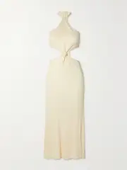 [Cult Gaia] Cult Gaia - Cameron Cutout Ribbed-knit Halterneck Midi Dress - White - large large White