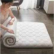 QiuShuiDR Futon Mattress, Portable Japanese Floor Mattress,Foldable Tatami Mat Roll Up Mattress Upgraded Soft Fluffy Foldable Bed Mattress Camping Mattress (Color : White, Size : 90x200cm), NH1215
