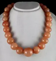 Natural Orange Quartz Round Beaded Necklace 1553 Carats Stone Silver Clasp