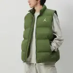 NIKE AS M J ESS STMT ECO VEST 男 綠 立領 輕盈梭織 拉鍊口袋 背心 FB7308-340