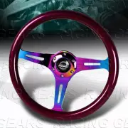 350MM NRG-ST-015MC-PP PURPLE WOOD GRAIN NEO CHROME SPOKE 2" DEEP STEERING WHEEL