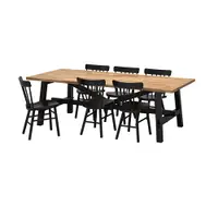 在飛比找IKEA優惠-IKEA 餐桌附6張餐椅, 相思木/黑色