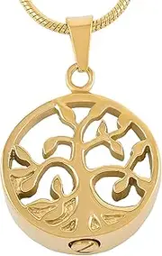 KETIME Gold Tree of Life Memorial Urn Necklace Hold Ash Keepsake Cremation Pendant Jewelry for Women&Men